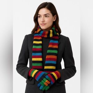 Multi-Colored Striped Scarf & Glove Set